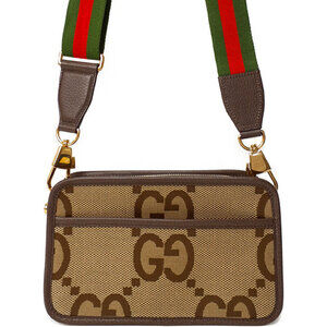 Gucci Jumbo GG Shoulder Bag canvas leather Brown